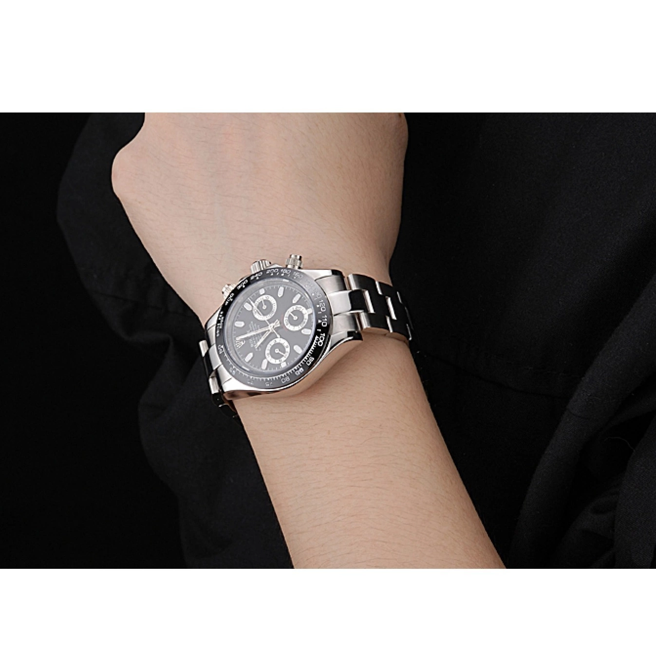 Aaa replica Silver Black Stainless Stainless Cosmograph Steel Case Daytona Rolex Steel Subdials 622635 0616